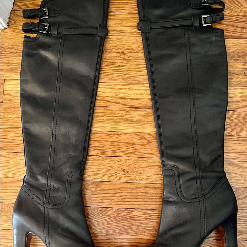 Black Leather Knee-High Boots